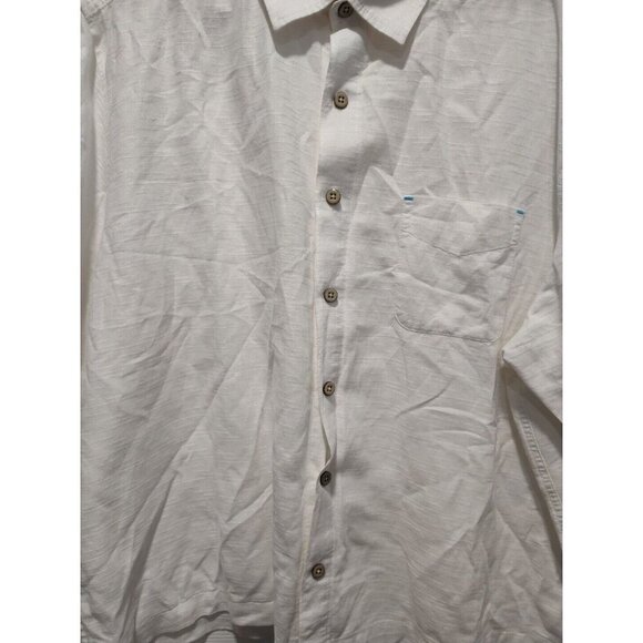Caribbean White Button Up LINEN Blend Shirt Casual Coastal Tropical Beach XXL - Picture 8 of 10
